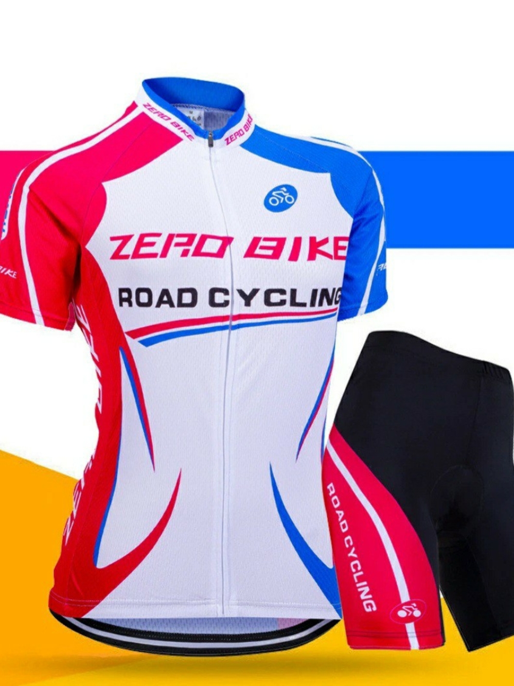 Zero Bike Women's White, Red & Blue Cycling Set